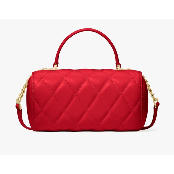 New Kate Spade Heart Barrel Quilted Crossbody Ruby Red - Picture 4 of 5